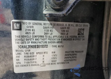 2014 Chevrolet Captiva Ls z USA, uszkodzony, nr VIN 3GNAL2EK8ES615372